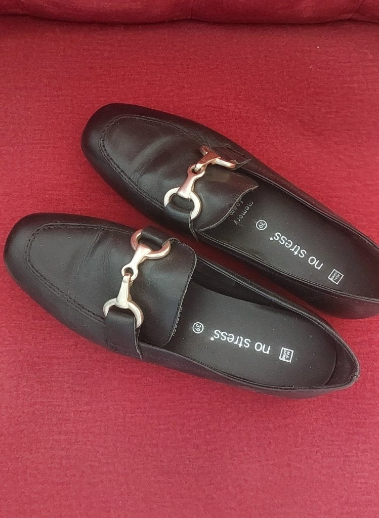 Zwarte loafers maat 39, No stress, Ophalen of Verzenden, Zo goed als nieuw, Instappers
