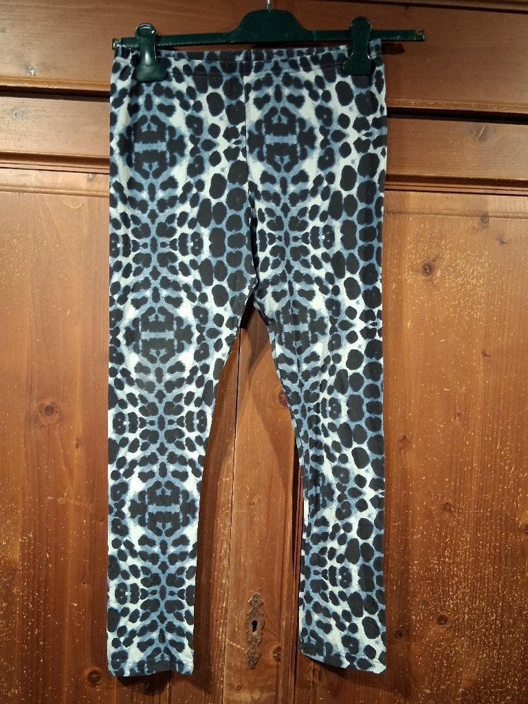 Blauw met zwarte luipaardprint legging L-XL, Kleding | Dames, Overige kleuren, Ophalen of Verzenden, Zo goed als nieuw, Legging