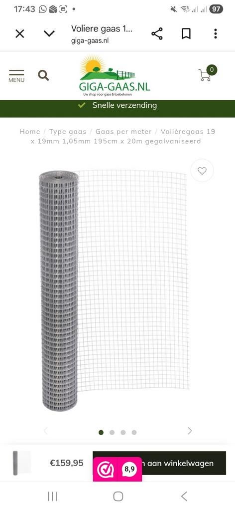 Garmix Volièregaas 19x19mm 1,05mm 195cm x 13m gegalvaniseerd, Tuin en Terras, Gaas en Draad, Ophalen of Verzenden, Nieuw, 10 tot 20 meter
