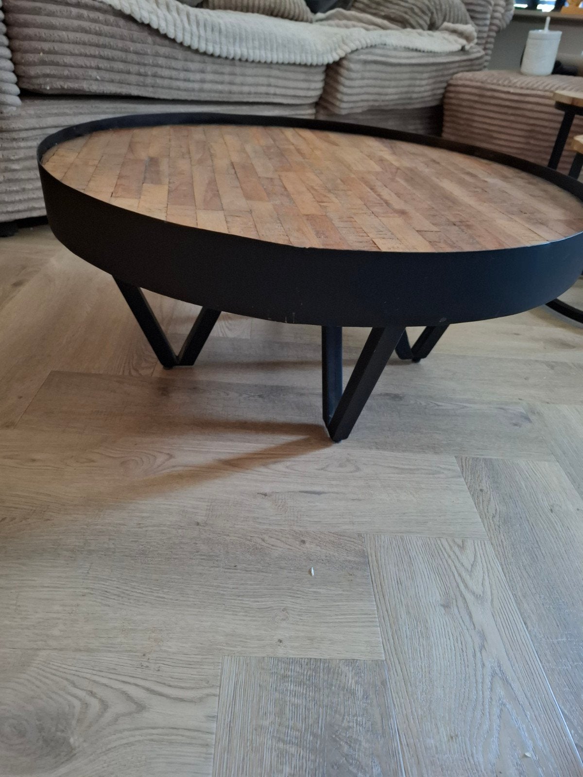 Mooie salontafel mangohout, Huis en Inrichting, Ophalen, Gebruikt, 50 tot 100 cm, Rond