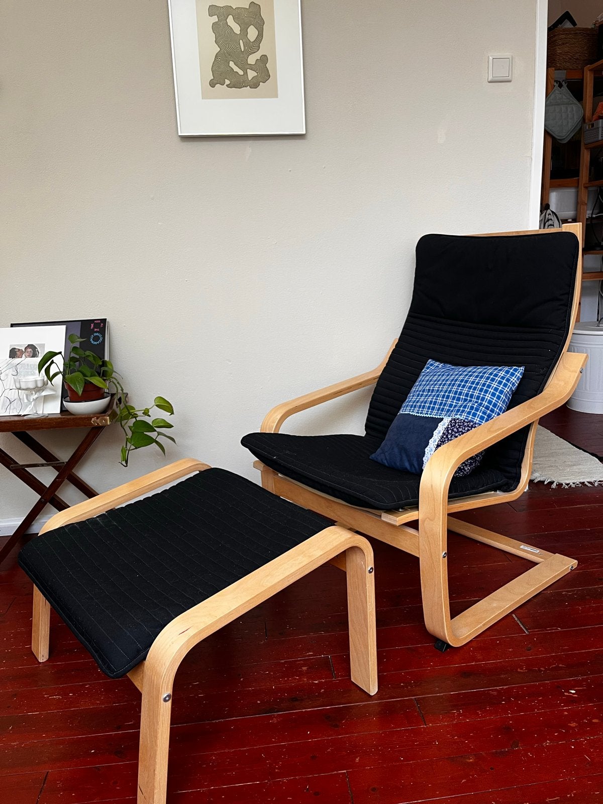 IKEA PÖANG fauteuil met voetenbank - Zwart, Ophalen, Gebruikt, Zwart, Eén