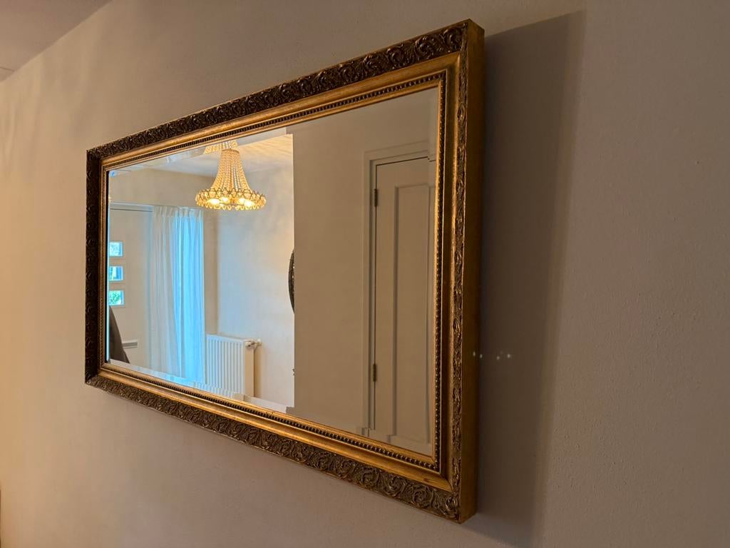 Vintage facet geslepen gouden barok spiegel 133x73 cm, Ophalen, Minder dan 50 cm, Zo goed als nieuw, X