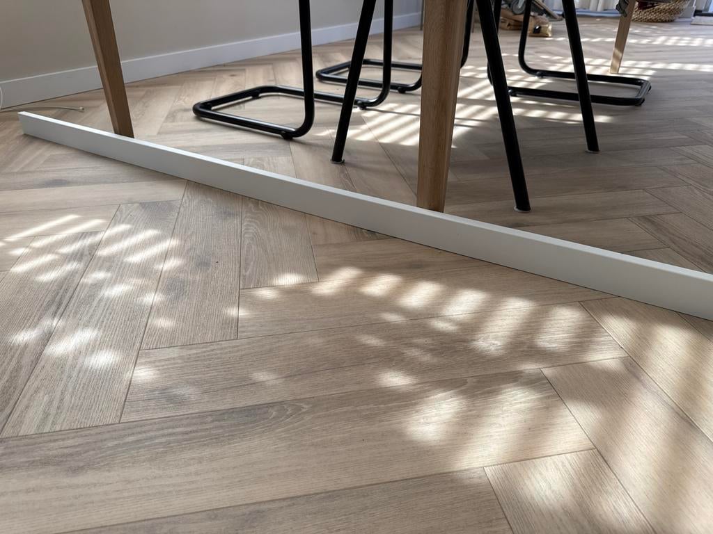 Plinten Wit 19x58mm, ca 25m2, Ophalen, Nieuw, Mdf, 200 tot 250 cm