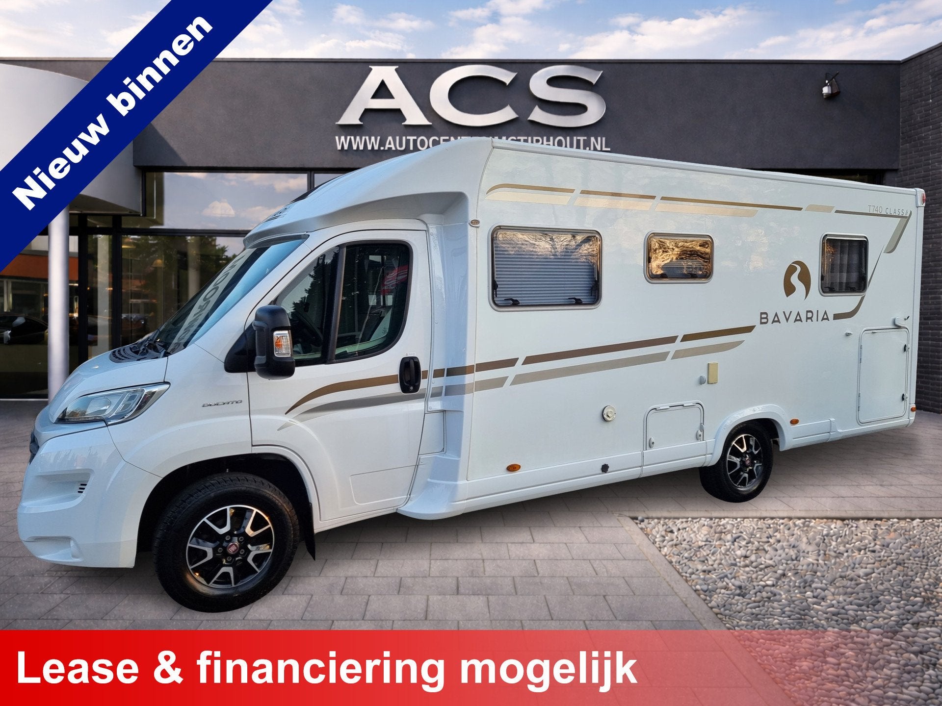 Bavaria Pilote P740 Class | Distr.nieuw | Elec. Queensbed |, Ringverwarming, Auto Centrum Stiphout B.V., Bedrijf, Luifel