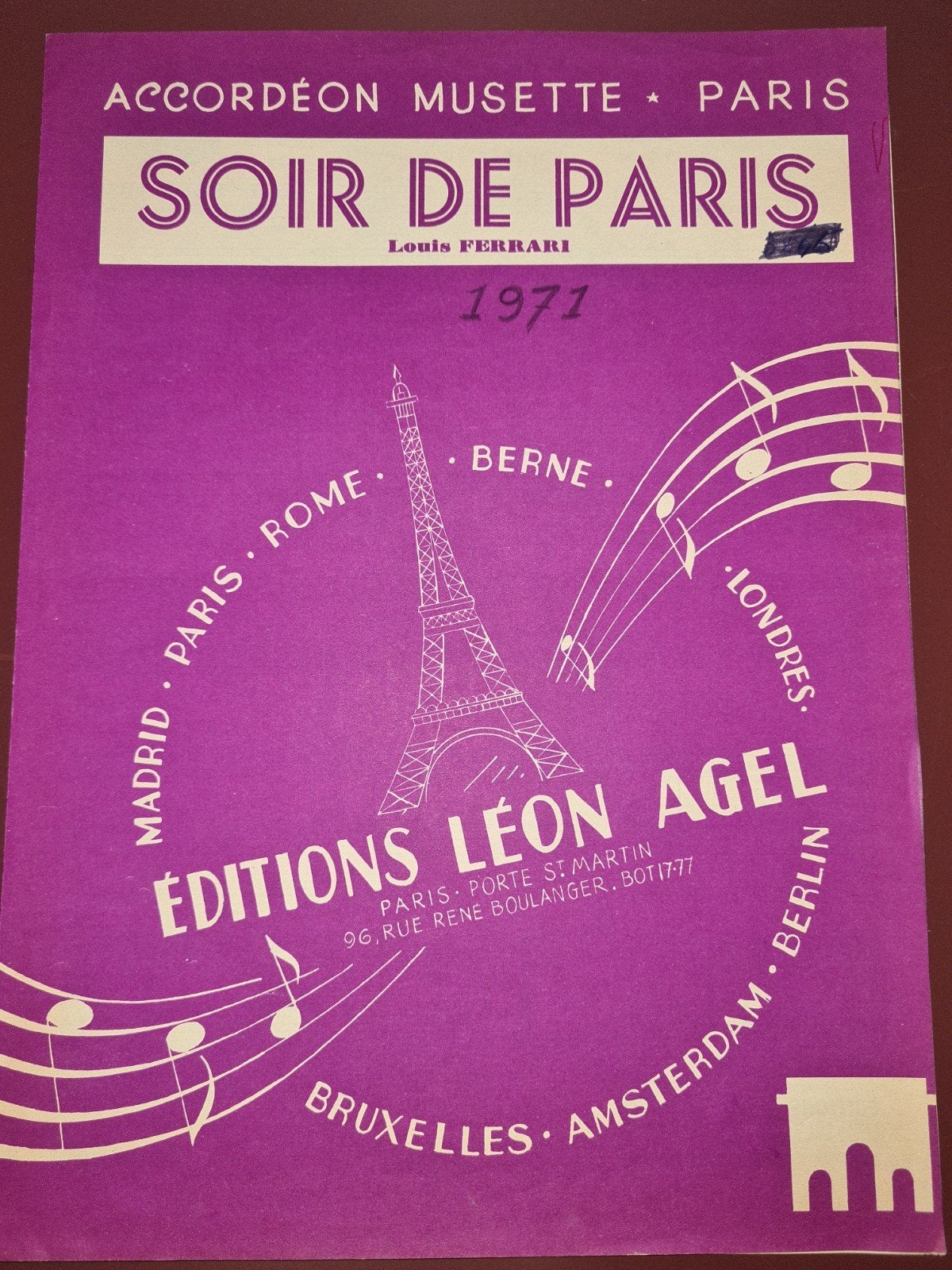 Soir de Paris - Accordeon Solo - Louis Ferrari (1971), Gebruikt, Wereldmuziek, Ophalen of Verzenden, Thema