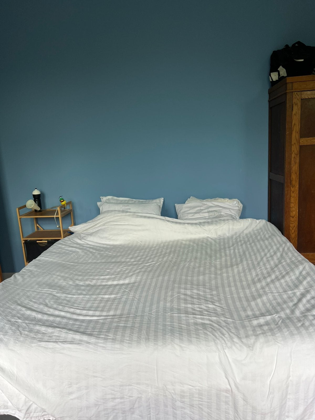 Gratis Groot tweepersoonsbed, Huis en Inrichting, Slaapkamer | Bedden, Ophalen, Gebruikt, Zwart, Tweepersoons