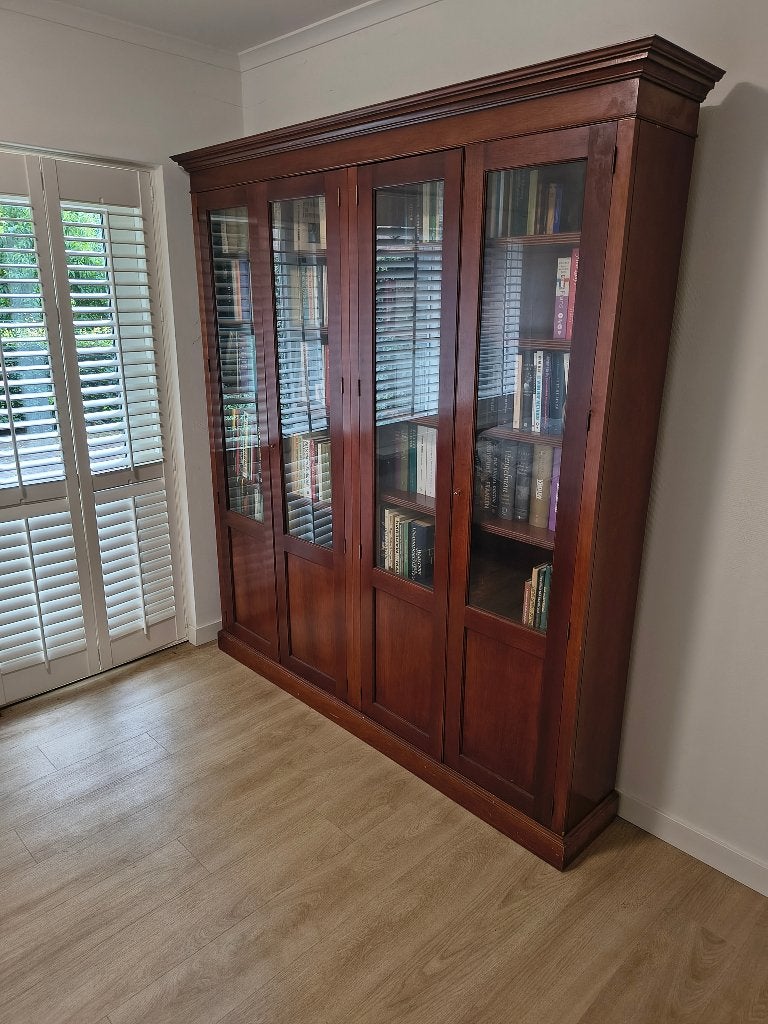 klassieke boekenkast, Ophalen, 150 tot 200 cm, Klassieke bibliotheek uiterlijk, mooi hout met glas, 25 tot 50 cm