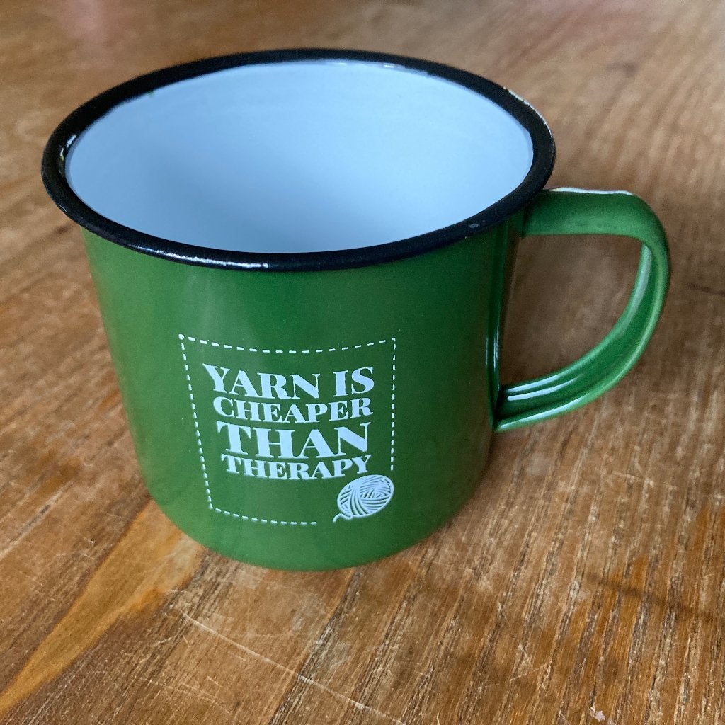 Emaille mok beker kampbeker kampeerbeker groen wit nieuw, Ophalen of Verzenden