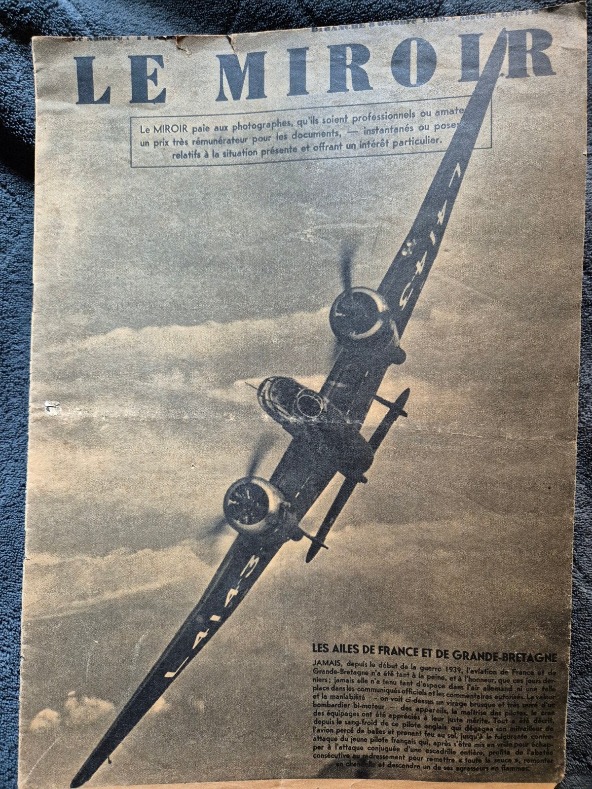 4 oorlog tijdschriften 'Le Miroir' 1939-1940 WO2, Ophalen of Verzenden, Tweede Wereldoorlog, Gelezen, Algemeen