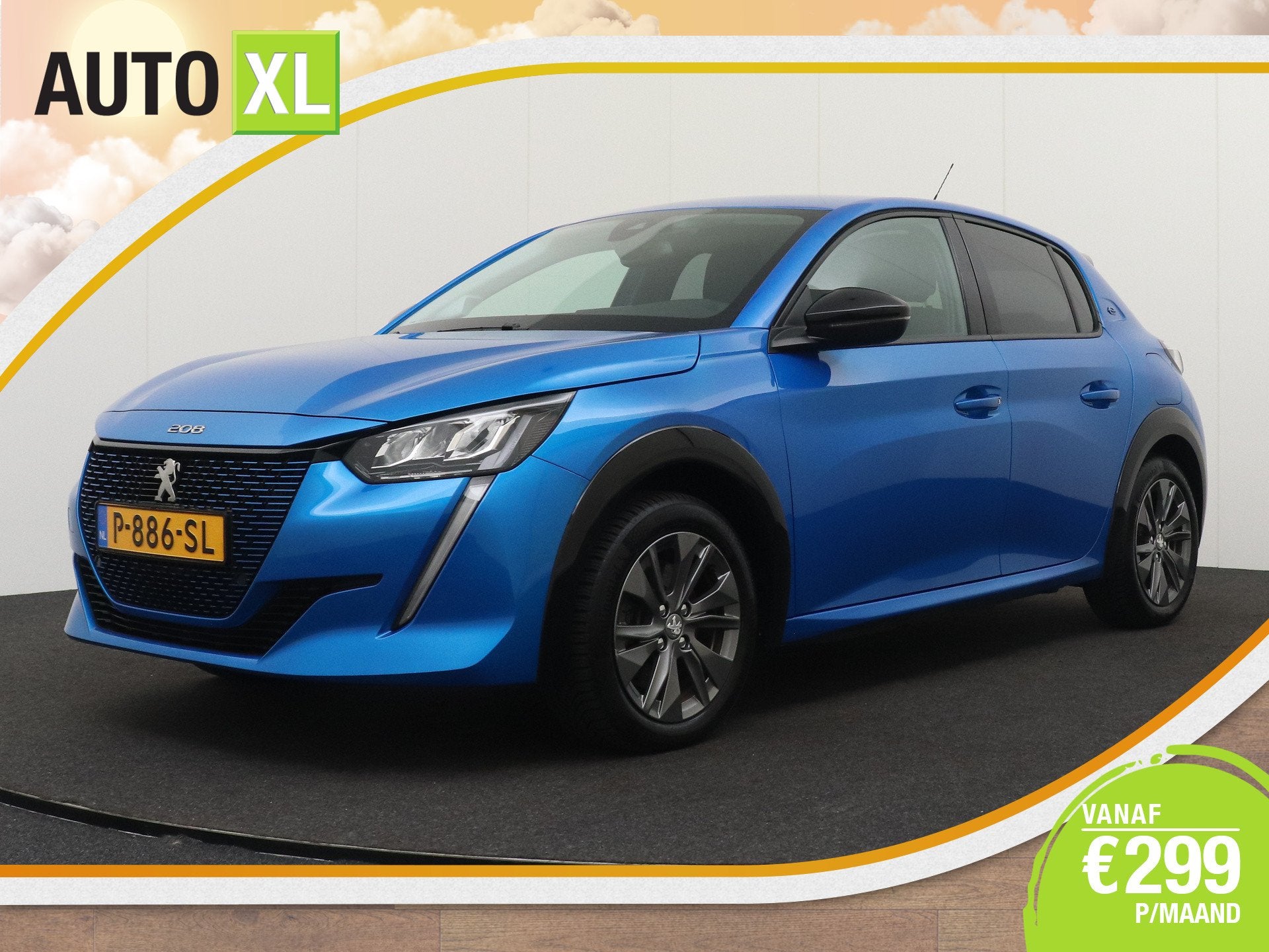 Peugeot e-208 EV Allure 50 kWh (93%SOH) Half-Leder Camera Cl, Auto's, Dealer onderhouden, 136 pk, Gebruikt, Zwart