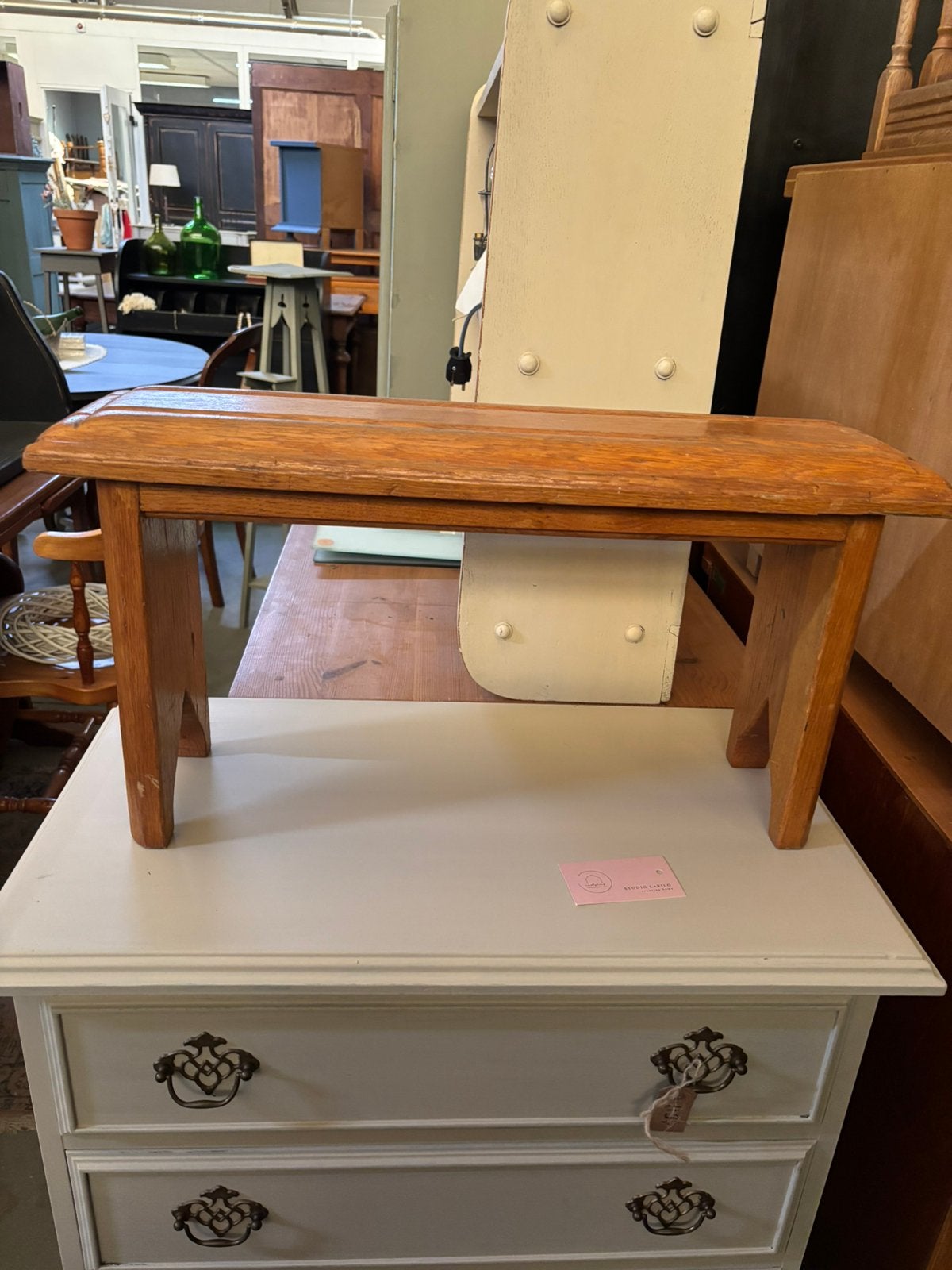 Vintage brocante vensterbankkruk / vensterbankkrukje / kruk, Ophalen of Verzenden