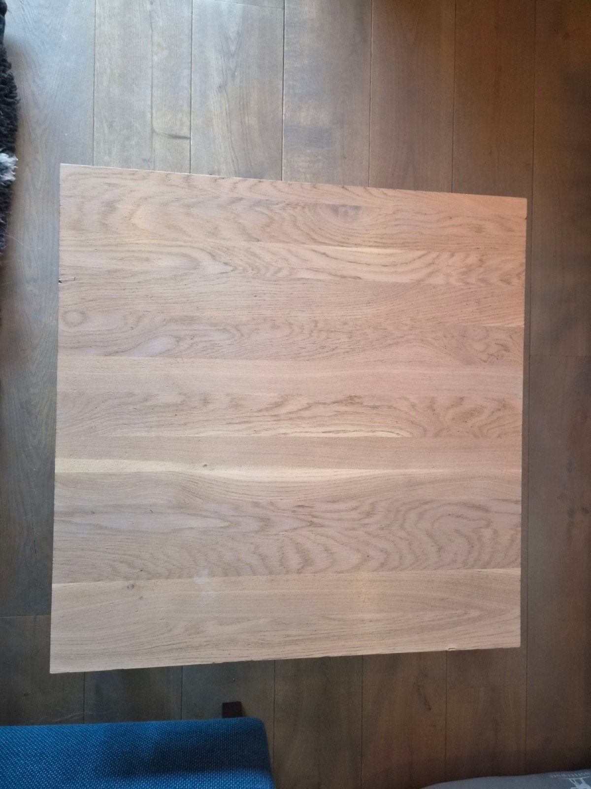 Salontafel met eikenhouten blad en metalen onderstel, Huis en Inrichting, Tafels | Salontafels, Ophalen, 50 – 75, Gebruikt, 50 tot 100 cm