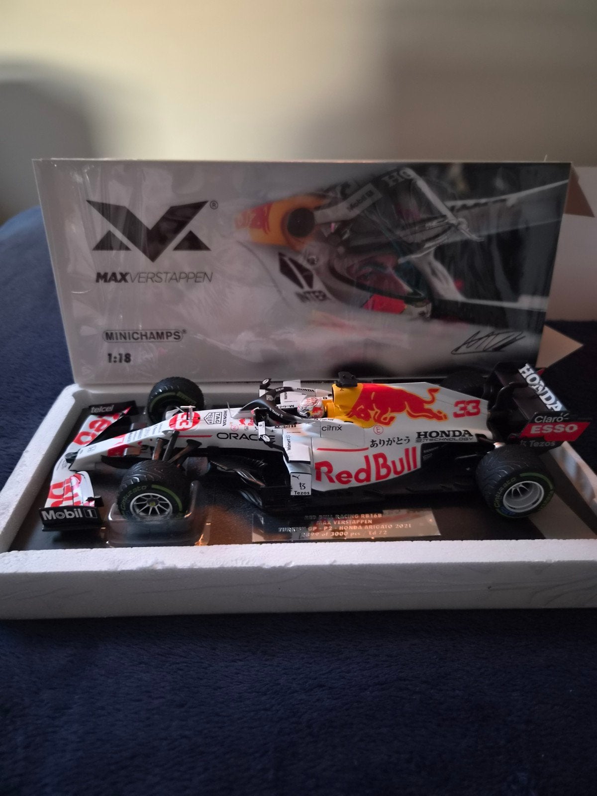 Max Verstappen Redbull RB16b Minichamps 1/18 Arigato, Hobby en Vrije tijd, Modelauto's | 1:18, Ophalen of Verzenden, Zo goed als nieuw