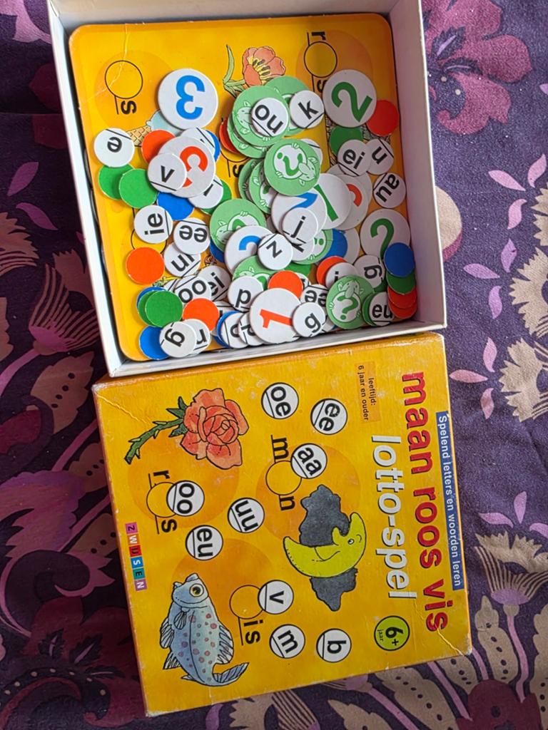 Maan Roos Vis Lotto-spel voor groep 3 (of snelle groep 2), Ophalen of Verzenden, Gebruikt, Taal en Lezen