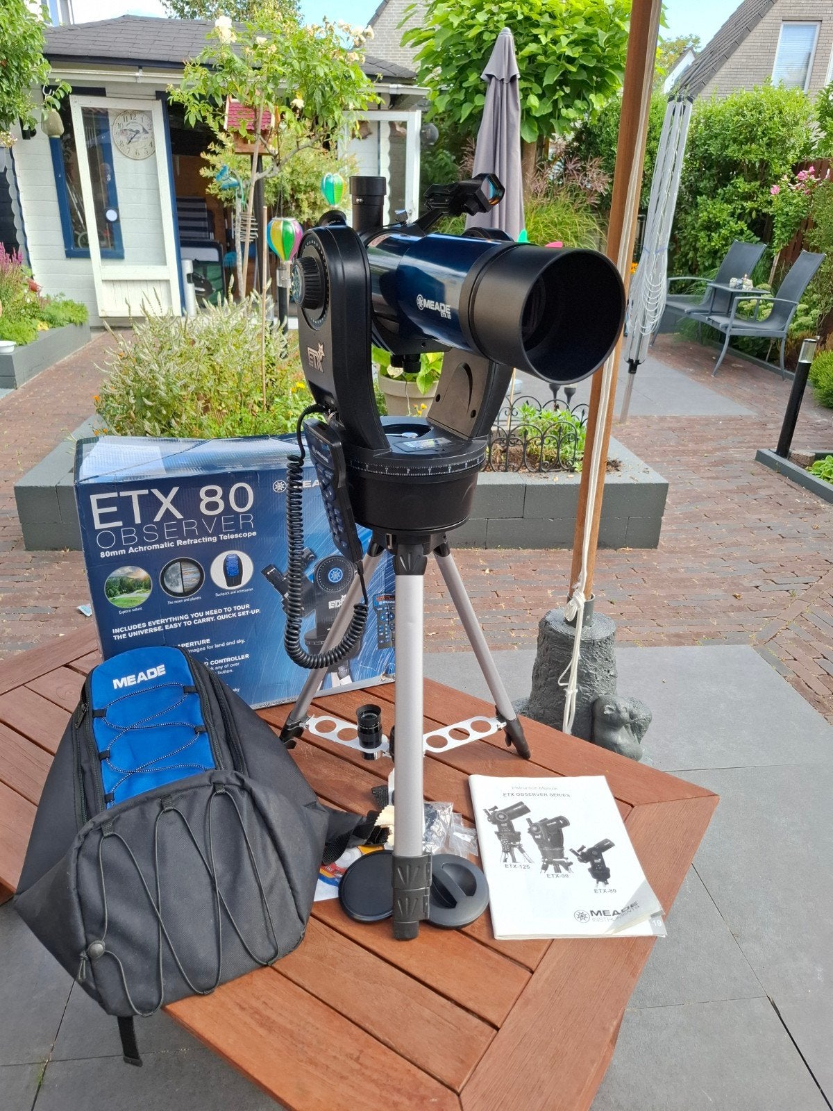 MEADE ETX-80 EC telescoop compleet, Ophalen, Lenzentelescoop (refractor), 80 tot 200 mm, Met statief