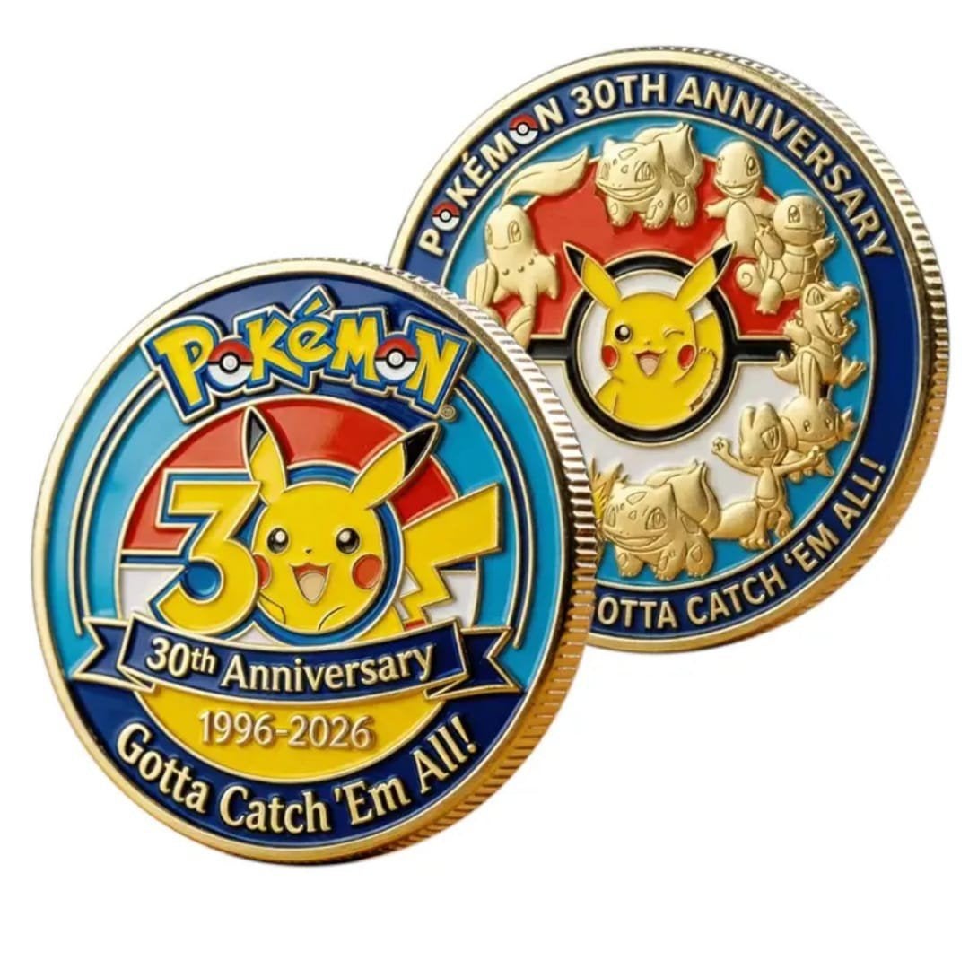 Pokémon 30th Anniversary Pikachu "3D Relief" Gouden Munt, Ophalen of Verzenden, Nieuw