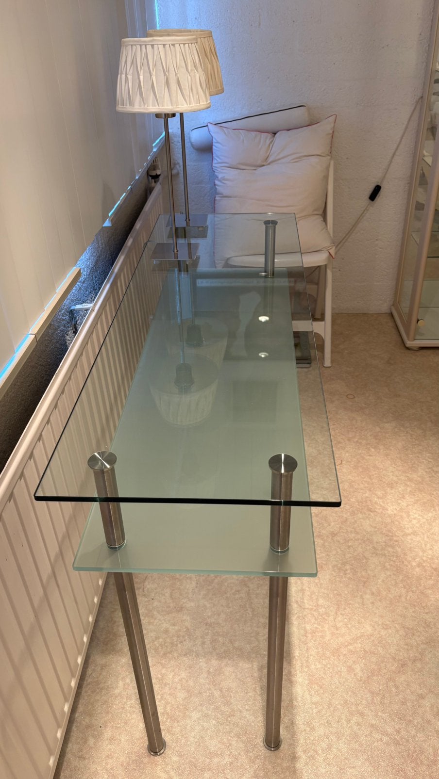 glazen tafel, Huis en Inrichting, Tafels | Eettafels, Ophalen, Gebruikt, Rechthoekig, Glas