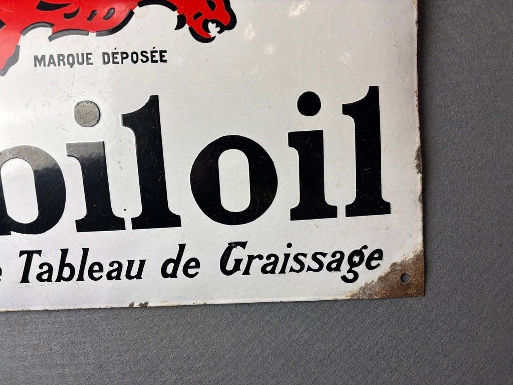 mobiloil origineel oud emaille reclamebord ca 1930, Reclamebord, Gebruikt, ., Ophalen of Verzenden
