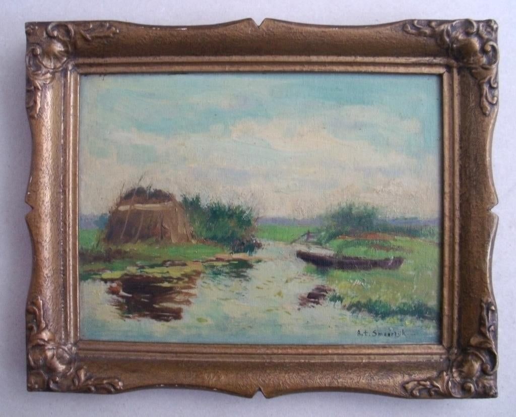 Antoon Smeerdijk (1885-1965) - Sloot Kortenhoef - olieverf, Antiek en Kunst, Ophalen of Verzenden
