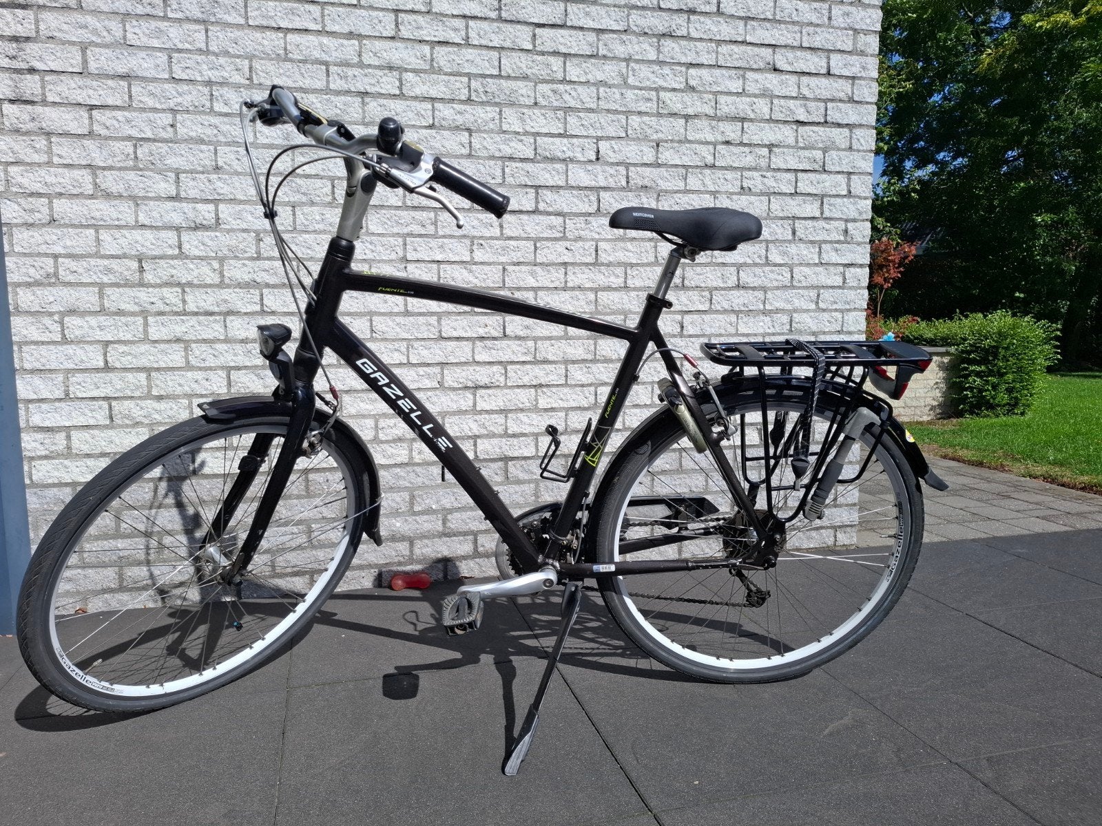 Gazelle Fuente extra herenfiets - aubergine, 24 versnelling., Ophalen, Gebruikt, Velgrem, Versnellingen