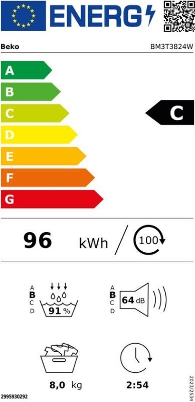 Beko warmtepompdroger BM3T3824W - SteamCure - 8 kg, Nieuwe Hemweg 6-7 1013 BG Amsterdam, Minder dan 85 cm, Klantenservice@beko.nl