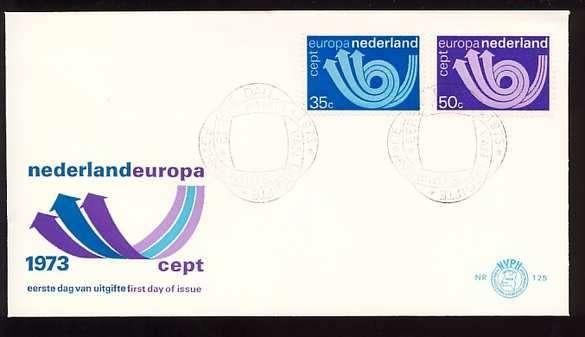 Nederland FDC E125 Zonder Adres, Europazegels 1973, Postzegels en Munten, Postzegels | Eerstedagenveloppen, Ophalen of Verzenden