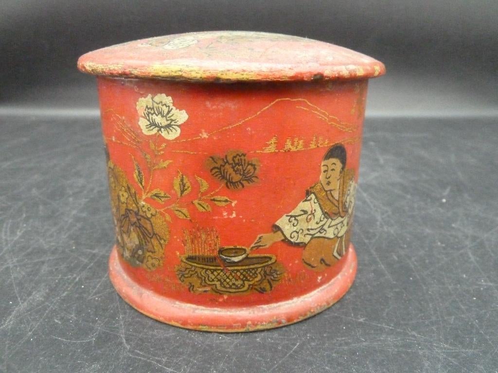 Antiek Japans papier maché lakdoosje, Antiek en Kunst, Ophalen of Verzenden