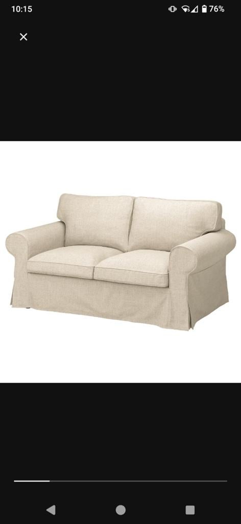 Bankhoes voor Ektorp 2 persoons slaapbankje, Ophalen, Gebruikt, 90 cm, Beige