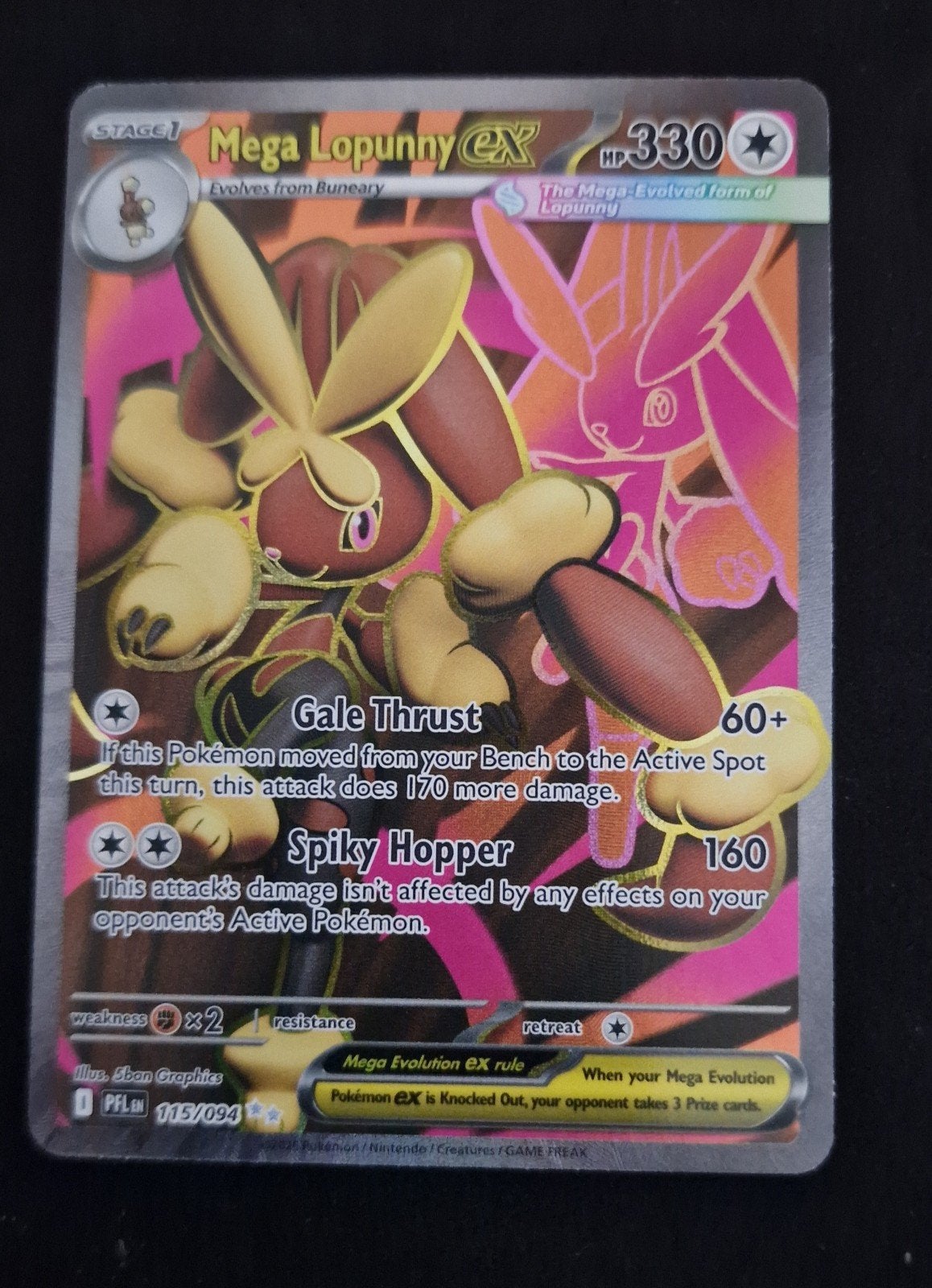 Mega Lopunny EX Pokémon Kaart 115/094, Ophalen of Verzenden, Zo goed als nieuw, Losse kaart, Foil