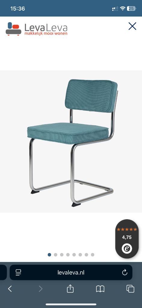 Brovst rib eetkamerstoel, Huis en Inrichting, Stoelen, Ophalen, Blauw, Zo goed als nieuw, Metaal