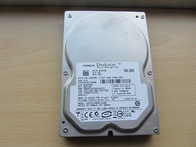 Hitachi Deskstar 7K160 80GB 7200RPM SATA 3Gbps 8MB Cache, Computers en Software, Harde schijven, Intern, 80 Gb, Ophalen of Verzenden