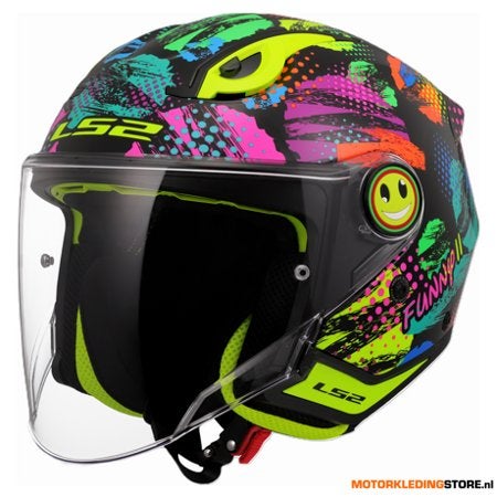 LS2 OF622 Funny II Paws Jethelm, Zwart-Fluor, Ophalen of Verzenden, Nieuw met kaartje