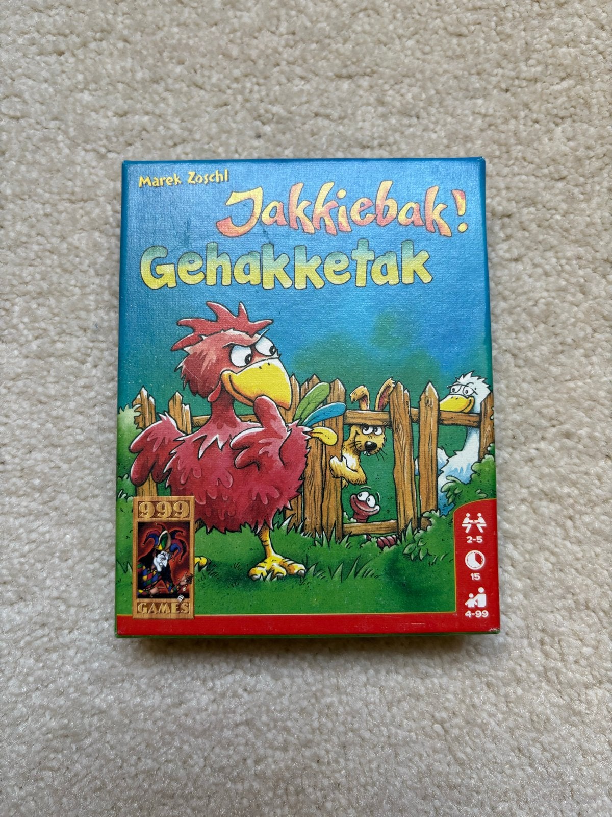Jakkiebak! Gehakketak! Kaartspel 999 Games kaartspel!, Een of twee spelers, Ophalen of Verzenden, Zo goed als nieuw