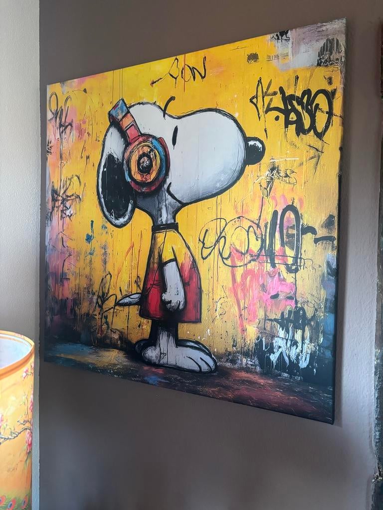Pop-Art Snoopy DJ Canvas - Eric Brumette - 80x80 cm, Ophalen of Verzenden