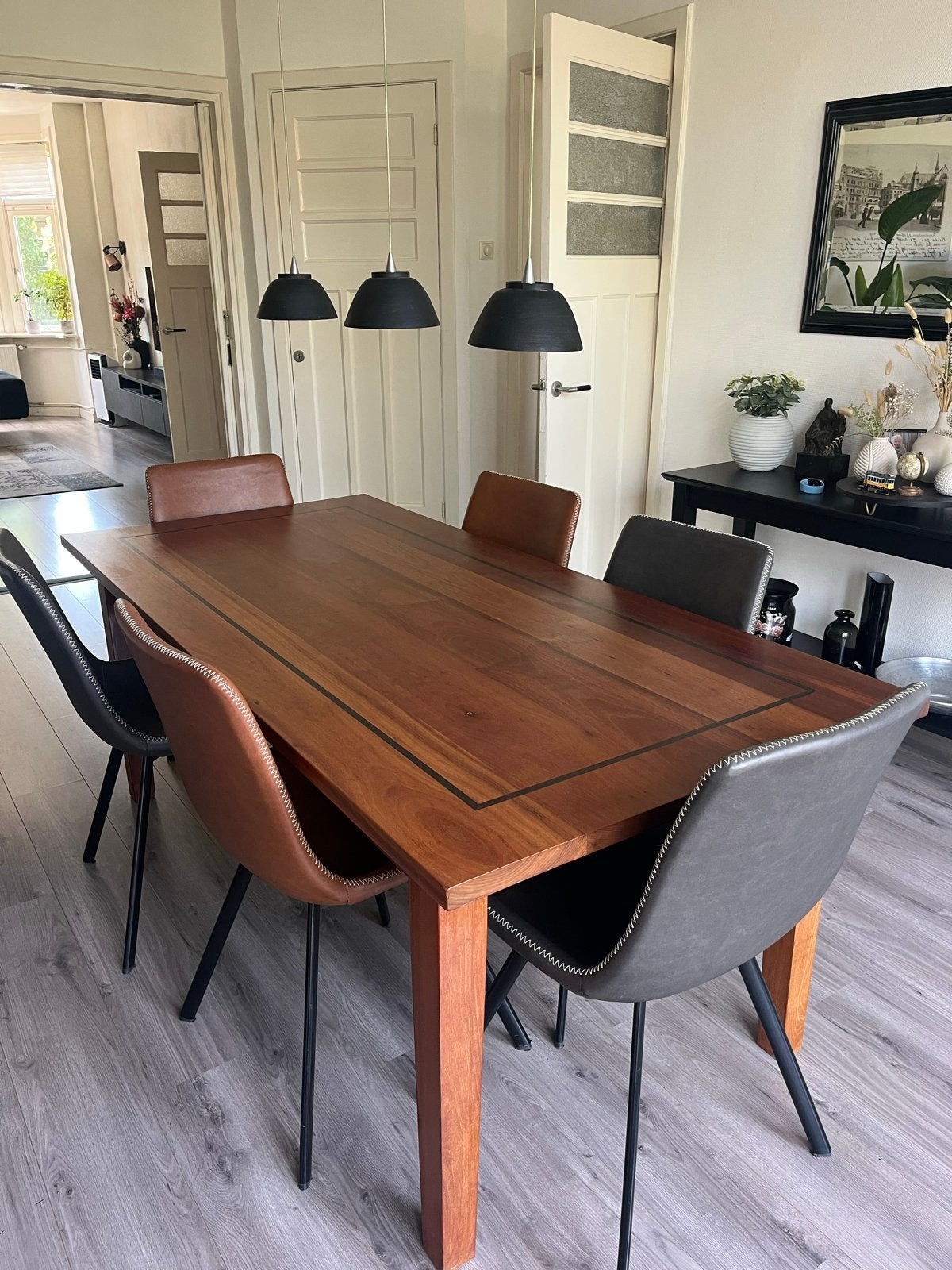 Elegante eettafel met 6 eettafelstoelen, Huis en Inrichting, Ophalen, 200 cm of meer, 50 tot 100 cm, Zo goed als nieuw