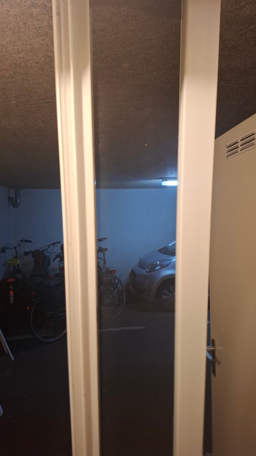 Dubbele inschuifbare hordeur - 210 cm hoog - Antraciet, Ophalen, Gebruikt, Hordeur, Schuifdeur