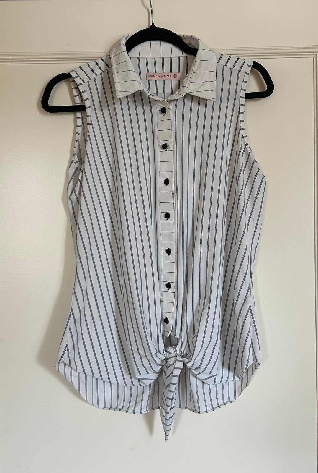 Wit, blauw gestreepte Studio Anneloes mouwloze top XS/S, Verzenden, Zo goed als nieuw, Maat 34 (XS) of kleiner, Blauw