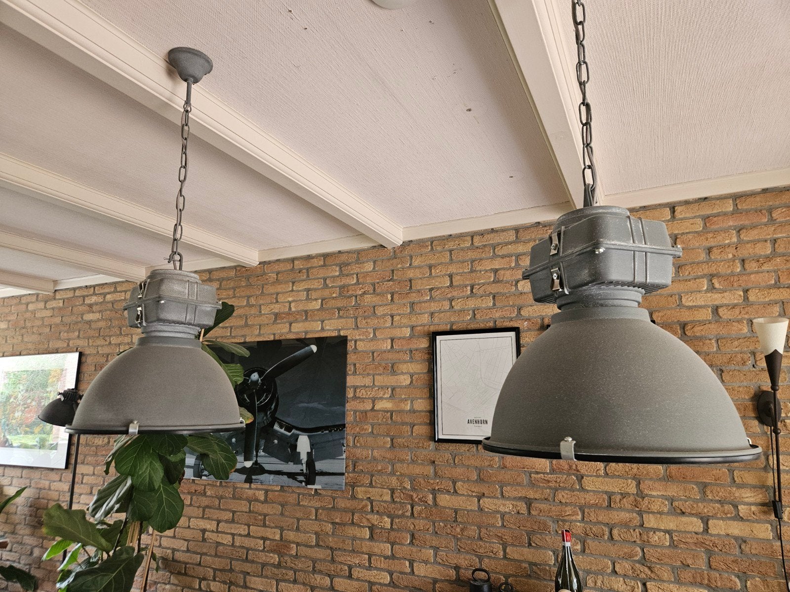 2 Industriële hanglampen - Stoer en robuust design, Ophalen, Gebruikt, Metaal, Industrieel