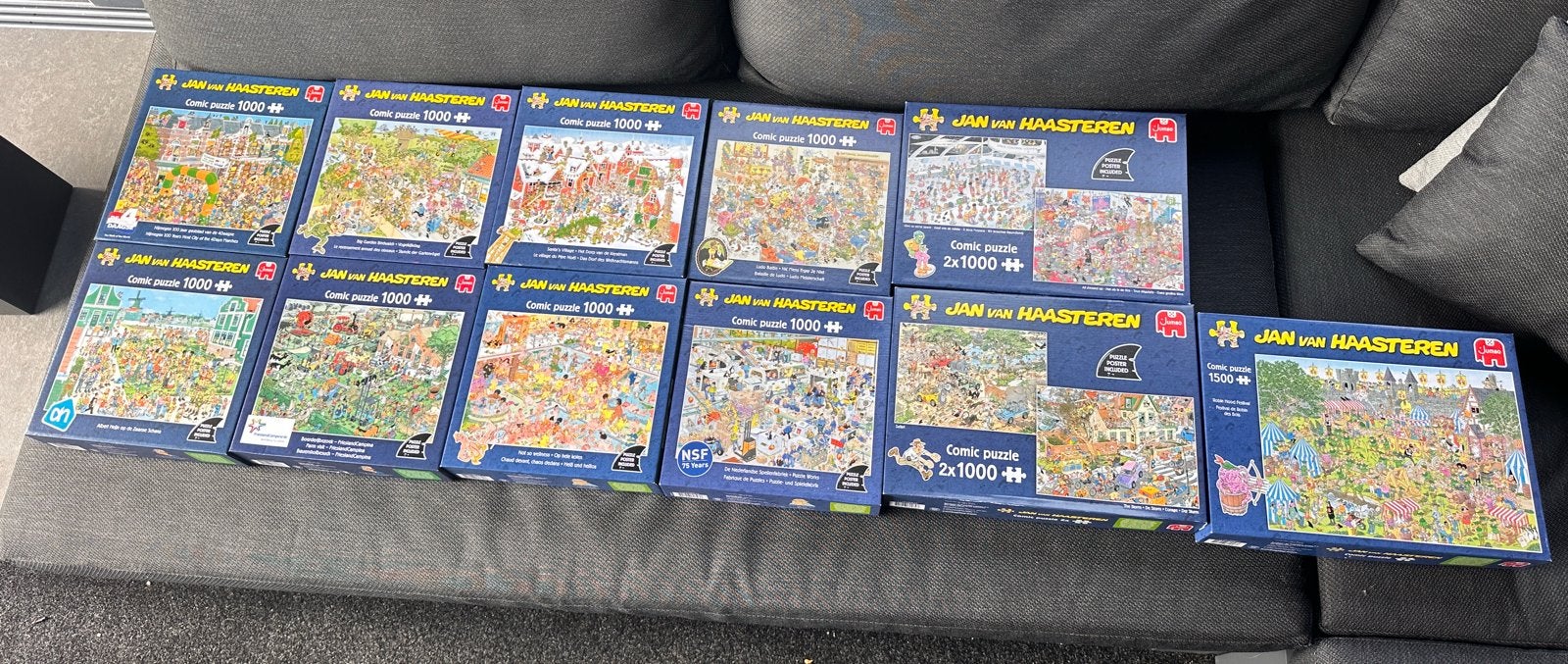 Grote collectie Jan van Haasteren puzzels (1000-1500 stukjes, Ophalen of Verzenden, 500 t/m 1500 stukjes, Gebruikt, Legpuzzel