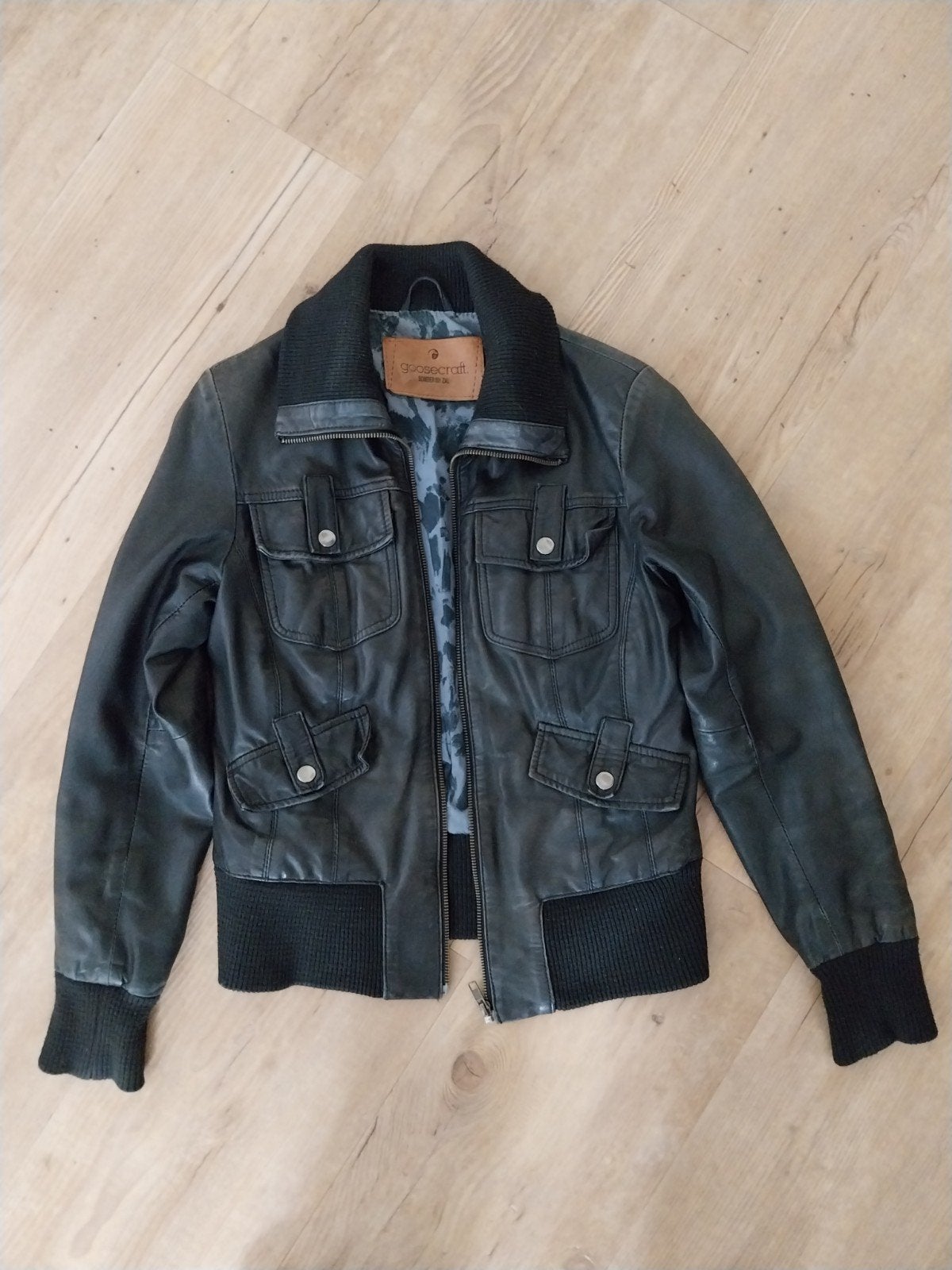 zwart leren jasje maat S, Goosecraft, Zwart, Ophalen of Verzenden, Maat 36 (S)