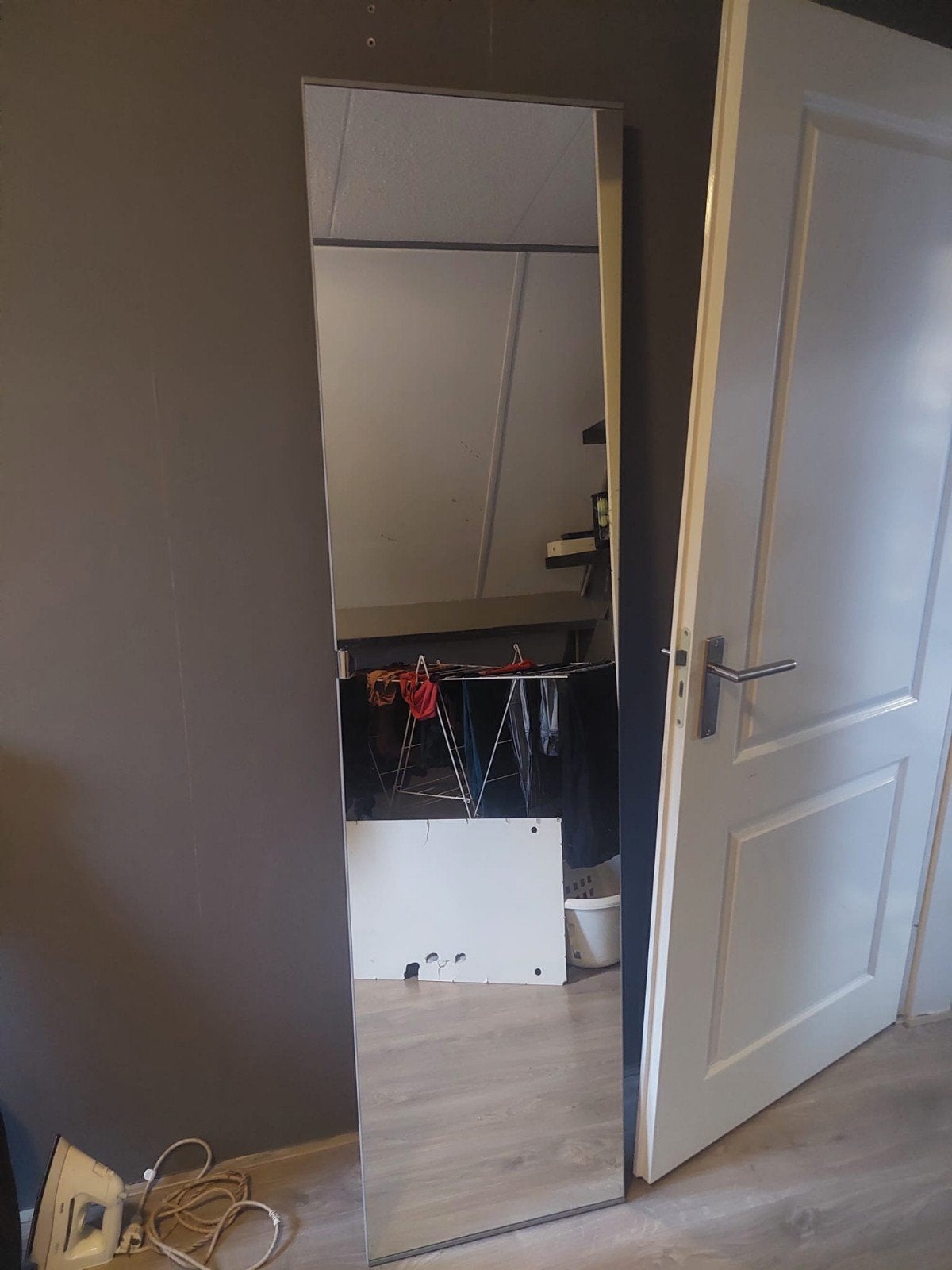 ÅHEIM paxkast spiegeldeur van 50x 195, Ophalen, Gebruikt, 50 tot 100 cm, 150 tot 200 cm