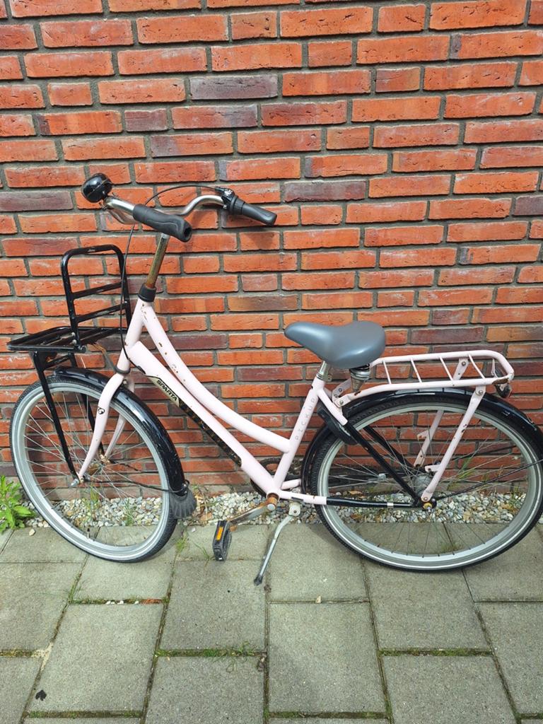 Roze Sparta Stadsfiets met Voordrager, Ophalen, Terugtraprem, Sparta, Gebruikt