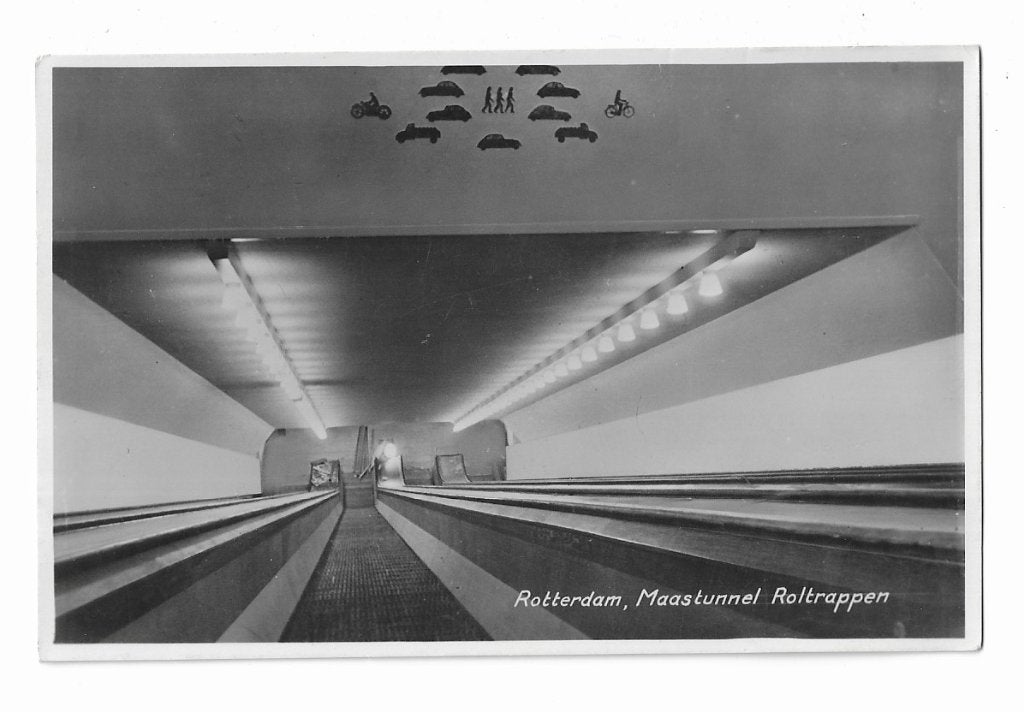 Rotterdam, Maastunnel Roltrappen, Verzamelen, Ophalen of Verzenden, 1940 tot 1960, Gelopen, Zuid-Holland
