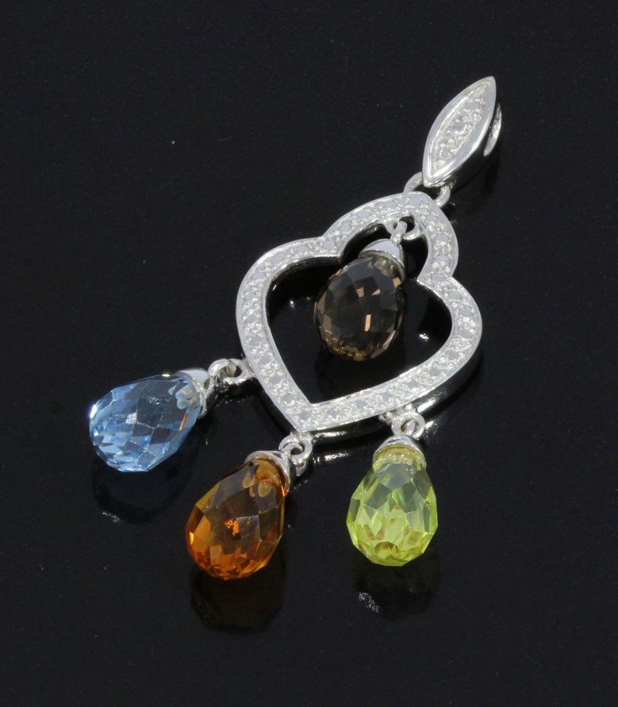 Topaas citrien kwarts spinel 14k gouden luxe ketting hanger, Voordeelsieraden, Verzenden, Zo goed als nieuw, Met edelsteen