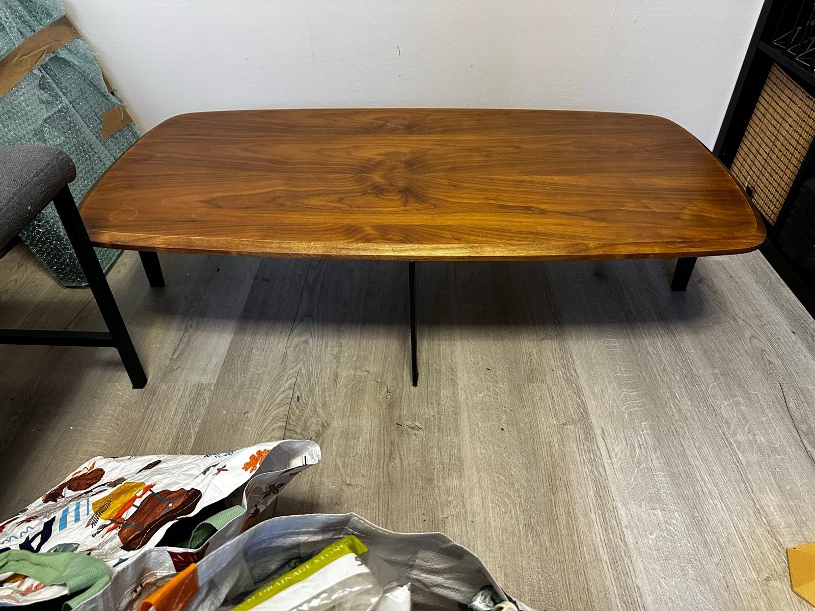 Salontafel Karwei met stalen poten, Ophalen, Gebruikt, 100 tot 150 cm, 50 tot 100 cm