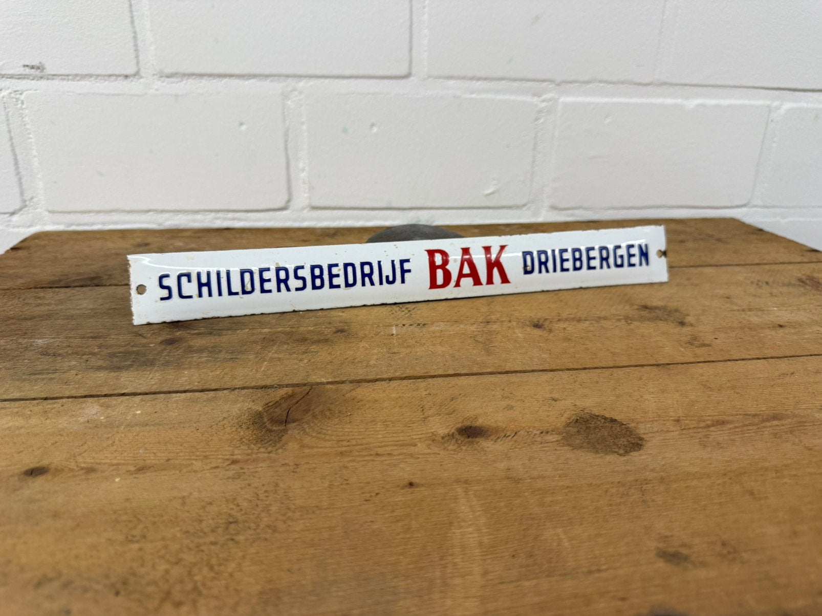 Oud emaille reclame bord firma Bak Driebergen schilder, Ophalen of Verzenden, Zo goed als nieuw, Reclamebord