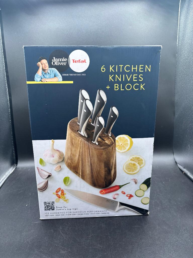 Jamie Oliver by Tefal Messenset - 6-delig, Huis en Inrichting, Verzenden, Zo goed als nieuw, Rvs of Chroom, Tefal