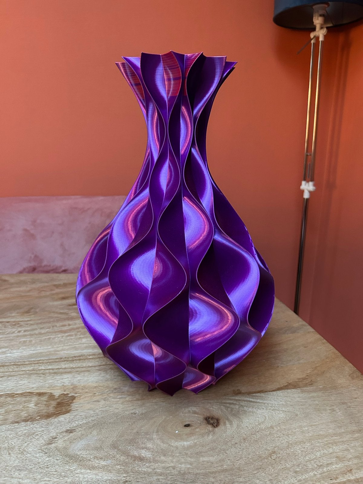 Grote 3D-geprinte vaas, ruim 40cm hoog, Kunststof, Nieuw, Ophalen of Verzenden, Paars