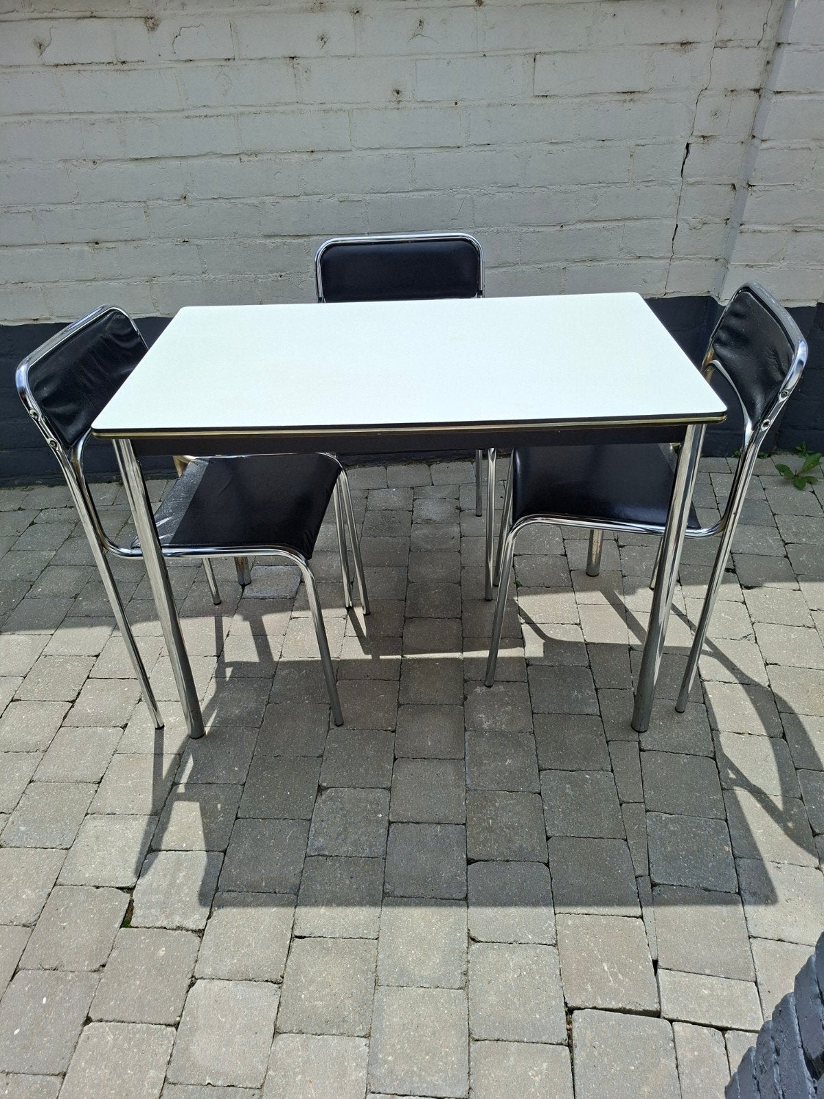 3 vintage bauhaus stoelen + formica tafel, Tuin en Terras, Tuinsets en Loungesets, Ophalen, Gebruikt