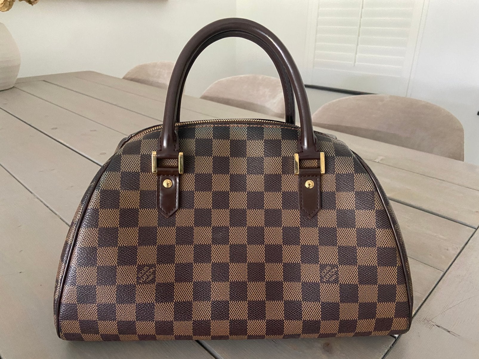 Louis vuitton Damier Ebene Ribera MM handtas, 30 cm of meer, Bruin, Minder dan 35 cm, Ophalen of Verzenden